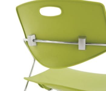 Plastic Backrest used human dimension line maintains comfort as if it is being wrapped around the back and provides handle for easy movement.