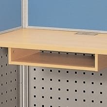 The keyboard tray supports the use of multimedia devices.