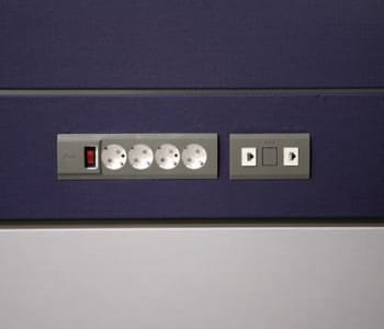 The outlet tile is available for handy plug in/out of electric, telephone and LAN lines.
