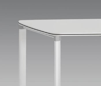 Legs processed as oblique lines, and simple, sensuous bottom part is completed with plastic mold cover for joints of side supplement frames, and white color that gives warm and orderly feeling is applied to the steel legs and frames.