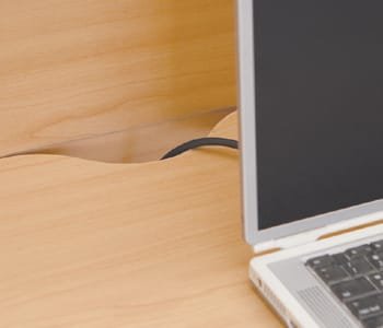 Wire whole is made into the table work surface to enable use of various PCs and helps simple wiring.