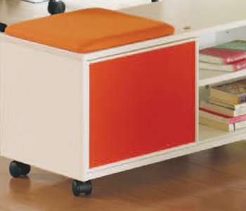 A sliding door is applied to the side storage to prevent the interruption of movement. A seating pad is applicable on the top to support communications