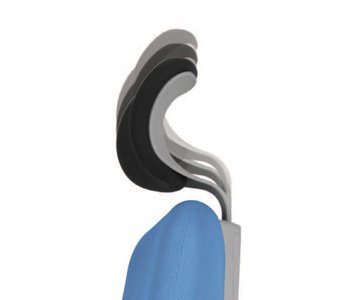 Headrest upholstered with fabric on sponge minimizes the fatigue on users’ necks with a design that supports necks comfortably and height adjustment function.