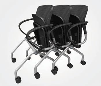 The seat can be folded for horizontal stacking up for efficient use of limited space.
