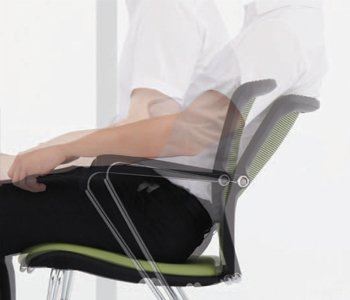 The comfort comes from semi-forward tilting mechanism which allows adjustment of Seat Board (forward & back) to fit the user’s physical shape by movement of Backrest, and limits the pressure to lumbar while seated for long time.