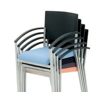Simple shape, various colors, and stacking system go well in any space and can be used practically.