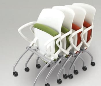 The seat can be folded for horizontal stacking up for efficient use of limited space.