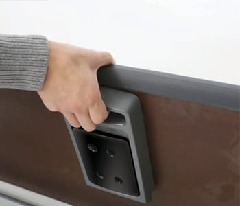 Users can fold or fix the table top easily with a locking handle.