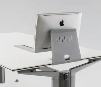 Freestanding video conference table can assemble monitor safely using ant tilting guard.